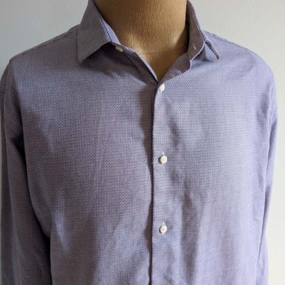 Ben Sherman Purple Waffle Texture Dress Shirt - Picture 1 of 15